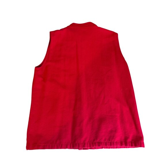 Womens Sea Breeze USA Medium Pre Shrunk Cotton Vest Button Up Red Pockets VTG - Picture 2 of 9